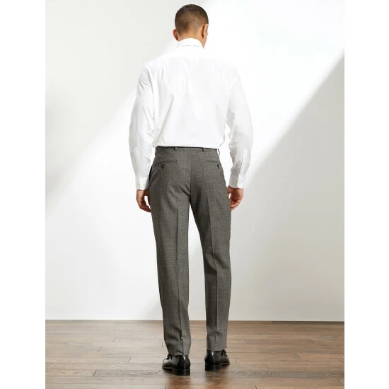JAEGER Tailored Fit Bi-Stretch Puppytooth Trousers Men Dark Grey Mix 4 JAEGER Tailored Fit Bi-Stretch Puppytooth Trousers Men Dark Grey Mix - Image 4