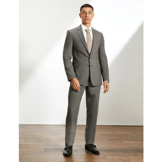 JAEGER Tailored Fit Bi-Stretch Puppytooth Trousers Men Dark Grey Mix 5 JAEGER Tailored Fit Bi-Stretch Puppytooth Trousers Men Dark Grey Mix - Image 5