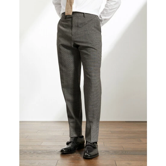 JAEGER Tailored Fit Bi-Stretch Puppytooth Trousers Men Dark Grey Mix 8 JAEGER Tailored Fit Bi-Stretch Puppytooth Trousers Men Dark Grey Mix - Image 8
