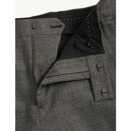 JAEGER Tailored Fit Bi-Stretch Puppytooth Trousers Men Dark Grey Mix 9 JAEGER Tailored Fit Bi-Stretch Puppytooth Trousers Men Dark Grey Mix - Image 9