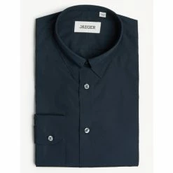 JAEGER Pure Cotton Poplin Shirt Men Light Blue
