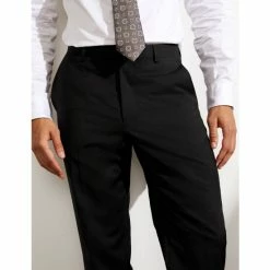 JAEGER Slim Fit Pure Wool Twill Trousers Men Black -JAEGER Shop unnamed file 759