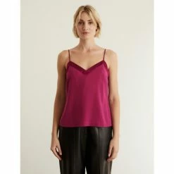 JAEGER Pure Silk V-Neck Cami Top Women Berry -JAEGER Shop unnamed file 76