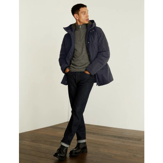 JAEGER Recycled Feather And Down Parka Jacket Men Navy 5 JAEGER Recycled Feather And Down Parka Jacket Men Navy - Image 5