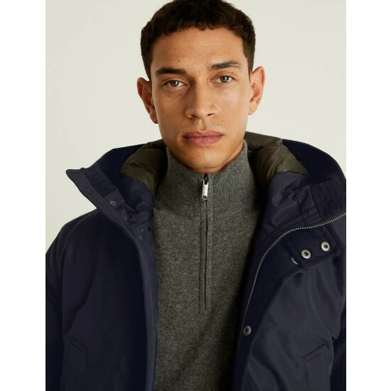 JAEGER Recycled Feather And Down Parka Jacket Men Navy 8 JAEGER Recycled Feather And Down Parka Jacket Men Navy - Image 8