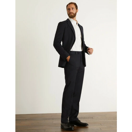 JAEGER Tailored Fit Super 100s Pure Wool Trousers Men Medium Navy 3 JAEGER Tailored Fit Super 100s Pure Wool Trousers Men Medium Navy - Image 3