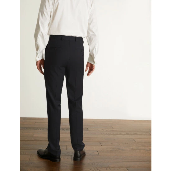 JAEGER Tailored Fit Super 100s Pure Wool Trousers Men Medium Navy 4 JAEGER Tailored Fit Super 100s Pure Wool Trousers Men Medium Navy - Image 4