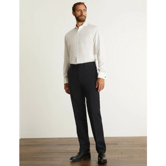 JAEGER Tailored Fit Super 100s Pure Wool Trousers Men Medium Navy 5 JAEGER Tailored Fit Super 100s Pure Wool Trousers Men Medium Navy - Image 5