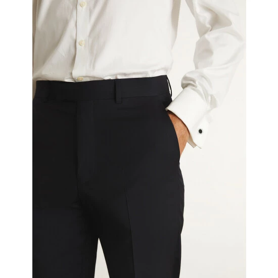 JAEGER Tailored Fit Super 100s Pure Wool Trousers Men Medium Navy 7 JAEGER Tailored Fit Super 100s Pure Wool Trousers Men Medium Navy - Image 7