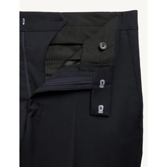 JAEGER Tailored Fit Super 100s Pure Wool Trousers Men Medium Navy 9 JAEGER Tailored Fit Super 100s Pure Wool Trousers Men Medium Navy - Image 9