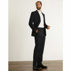 JAEGER Tailored Fit Super 100s Pure Wool Trousers Men Medium Navy 23 JAEGER Tailored Fit Super 100s Pure Wool Trousers Men Medium Navy -JAEGER Shop unnamed file 789