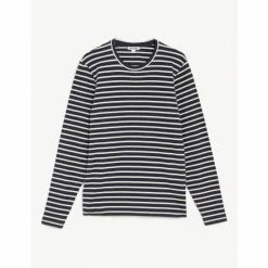 JAEGER Pure Cotton Breton Striped Long Sleeve Top Men Rust