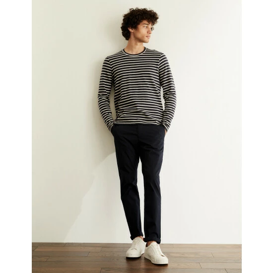 JAEGER Pure Cotton Breton Striped Long Sleeve Top Men Rust 7 JAEGER Pure Cotton Breton Striped Long Sleeve Top Men Rust - Image 7