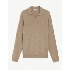 JAEGER Pure Cashmere Open Collar Jumper Men Navy