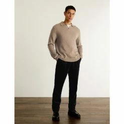 JAEGER Pure Cashmere Open Collar Jumper Men Navy -JAEGER Shop unnamed file 808