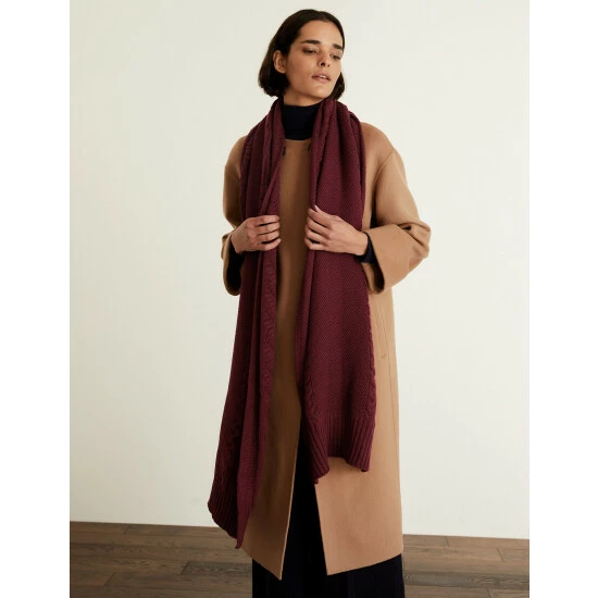 JAEGER Pure Wool Knitted Scarf Women Berry 2 JAEGER Pure Wool Knitted Scarf Women Berry - Image 2