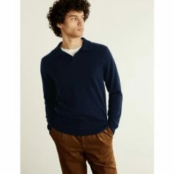JAEGER Pure Cashmere Open Collar Jumper Men Navy -JAEGER Shop unnamed file 814
