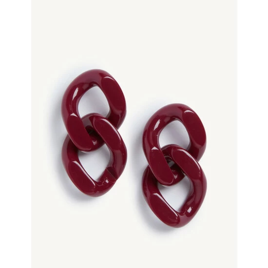 JAEGER Resin Link Earrings Women Dark Pink 2 JAEGER Resin Link Earrings Women Dark Pink - Image 2