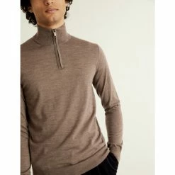 JAEGER Pure Extra Fine Merino Wool Half Zip Jumper Men Light Brown 12 JAEGER Pure Extra Fine Merino Wool Half Zip Jumper Men Light Brown -JAEGER Shop unnamed file 838