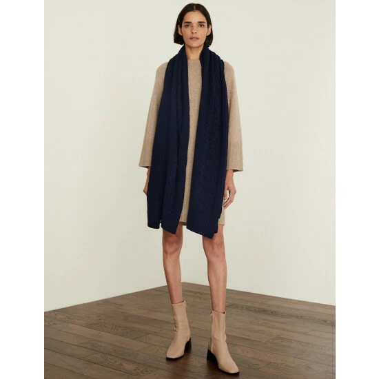 JAEGER Pure Wool Knitted Scarf Women Berry 5 JAEGER Pure Wool Knitted Scarf Women Berry - Image 5