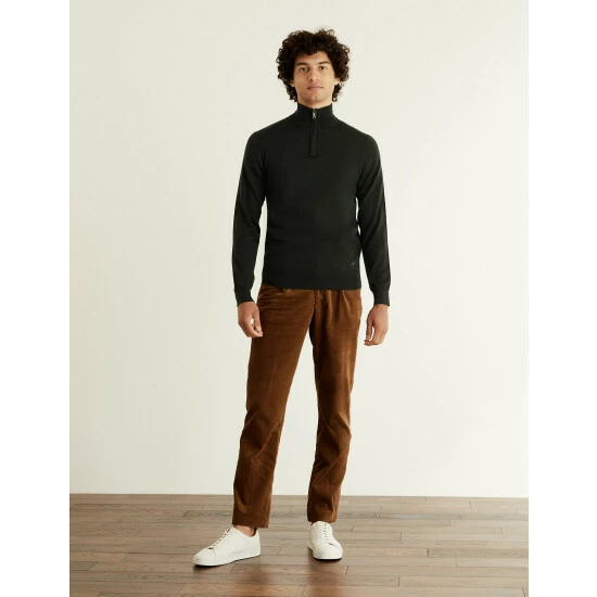 JAEGER Pure Extra Fine Merino Wool Half Zip Jumper Men Light Brown 9 JAEGER Pure Extra Fine Merino Wool Half Zip Jumper Men Light Brown - Image 9