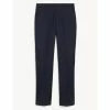 JAEGER Tailored Fit Pure Wool Birdseye Trousers Men Medium Navy