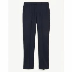 JAEGER Shop 17 JAEGER Tailored Fit Pure Wool Birdseye Trousers Men Medium Navy