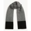 JAEGER Wool Rich Dogtooth Scarf With Cashmere Women Black Mix