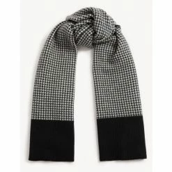 JAEGER Shop 7 JAEGER Wool Rich Dogtooth Scarf With Cashmere Women Black Mix