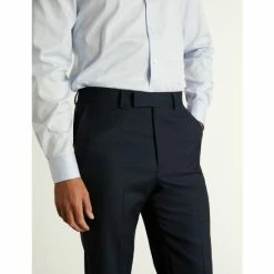 JAEGER Tailored Fit Pure Wool Birdseye Trousers Men Medium Navy -JAEGER Shop unnamed file 851