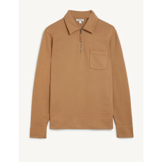 JAEGER Pure Cotton Polo Neck Half Zip Sweater Men Forest Green 1 JAEGER Pure Cotton Polo Neck Half Zip Sweater Men Forest Green