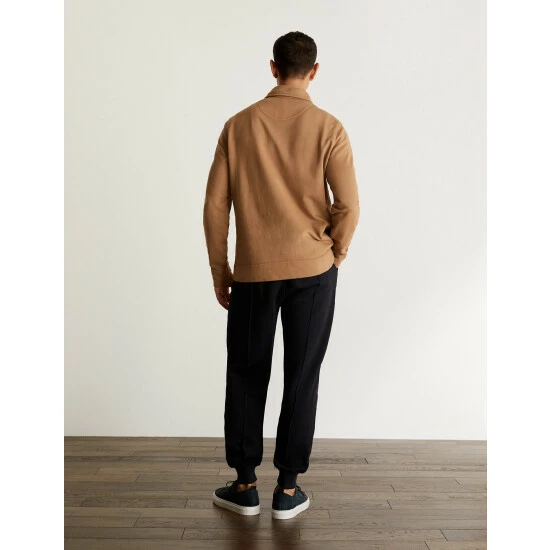 JAEGER Pure Cotton Polo Neck Half Zip Sweater Men Forest Green 5 JAEGER Pure Cotton Polo Neck Half Zip Sweater Men Forest Green - Image 5