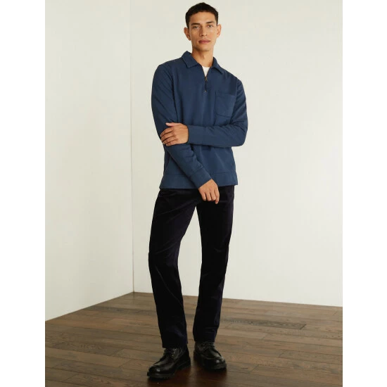 JAEGER Pure Cotton Polo Neck Half Zip Sweater Men Forest Green 8 JAEGER Pure Cotton Polo Neck Half Zip Sweater Men Forest Green - Image 8