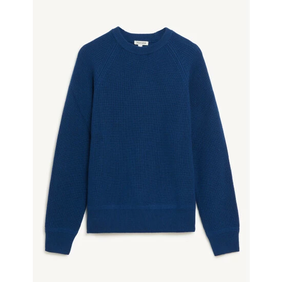 JAEGER Pure Extra Fine Merino Wool Ribbed Jumper Men Medium Blue 1 JAEGER Pure Extra Fine Merino Wool Ribbed Jumper Men Medium Blue