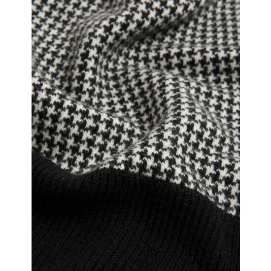 JAEGER Wool Rich Dogtooth Scarf With Cashmere Women Black Mix 4 JAEGER Wool Rich Dogtooth Scarf With Cashmere Women Black Mix - Image 4