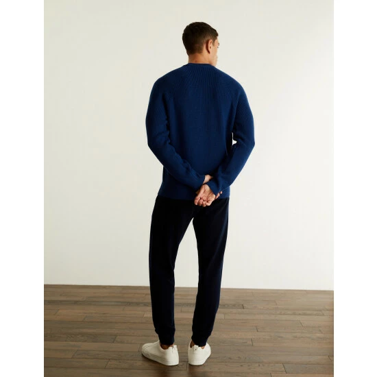 JAEGER Pure Extra Fine Merino Wool Ribbed Jumper Men Medium Blue 4 JAEGER Pure Extra Fine Merino Wool Ribbed Jumper Men Medium Blue - Image 4
