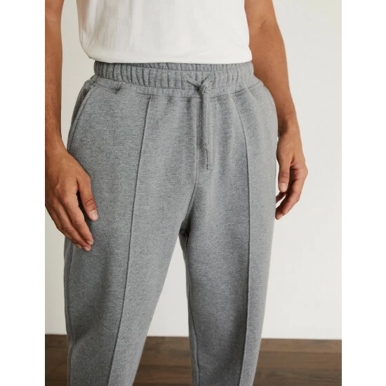 JAEGER Cotton With Wool Blend Cuffed Joggers Men Grey Marl 2 JAEGER Cotton With Wool Blend Cuffed Joggers Men Grey Marl - Image 2