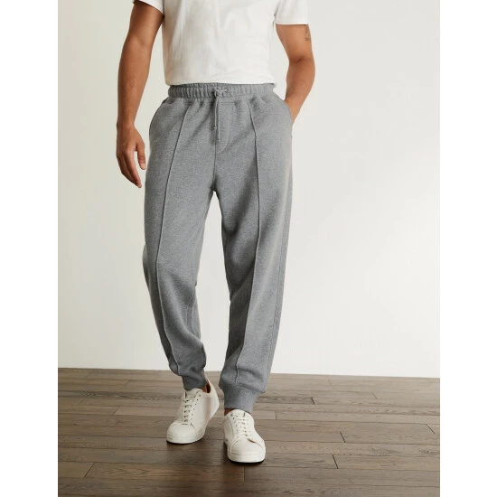 JAEGER Cotton With Wool Blend Cuffed Joggers Men Grey Marl 4 JAEGER Cotton With Wool Blend Cuffed Joggers Men Grey Marl - Image 4