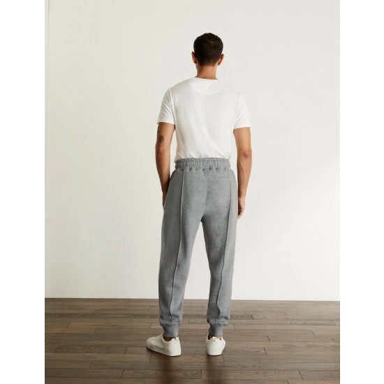 JAEGER Cotton With Wool Blend Cuffed Joggers Men Grey Marl 5 JAEGER Cotton With Wool Blend Cuffed Joggers Men Grey Marl - Image 5