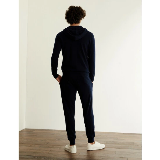 JAEGER Pure Cashmere Knitted Joggers Men Navy 5 JAEGER Pure Cashmere Knitted Joggers Men Navy - Image 5