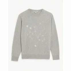 JAEGER Merino Wool Rich Star Jumper With Cashmere Women Navy/white