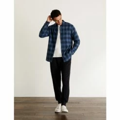 JAEGER Cotton With Wool Flannel Checked Shirt Men Blue 11 JAEGER Cotton With Wool Flannel Checked Shirt Men Blue -JAEGER Shop unnamed file 904