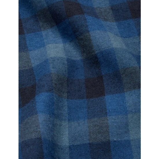 JAEGER Cotton With Wool Flannel Checked Shirt Men Blue 6 JAEGER Cotton With Wool Flannel Checked Shirt Men Blue - Image 6