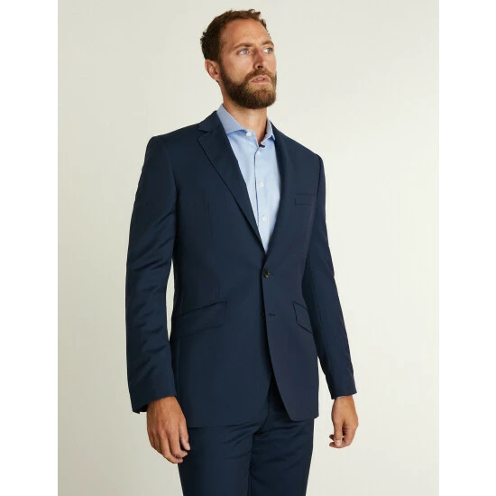 JAEGER Tailored Fit Pure Wool Twill Jacket Men Medium Navy 2 JAEGER Tailored Fit Pure Wool Twill Jacket Men Medium Navy - Image 2