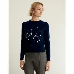 JAEGER Merino Wool Rich Star Jumper With Cashmere Women Navy/white 7 JAEGER Merino Wool Rich Star Jumper With Cashmere Women Navy/white -JAEGER Shop unnamed file 93