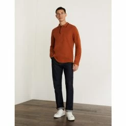 JAEGER Pure Cotton Tipped Long Sleeve Polo Shirt Men Blue -JAEGER Shop unnamed file 934