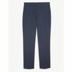 JAEGER Tailored Fit Pure Wool Bi-Stretch Trousers Men Navy Marl