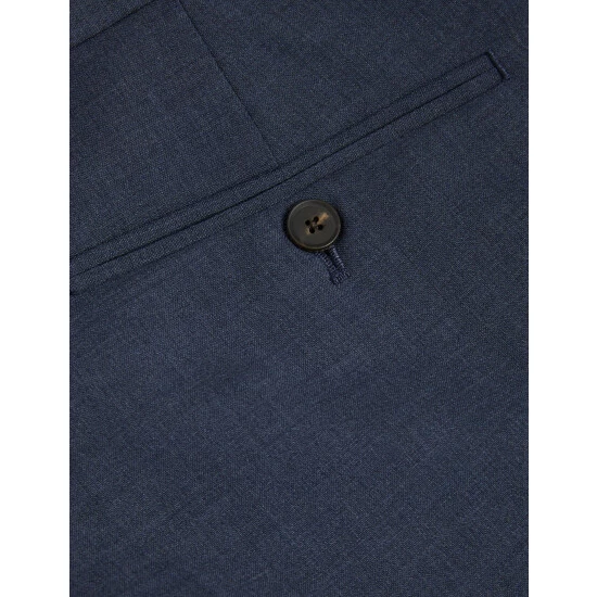 JAEGER Tailored Fit Pure Wool Bi-Stretch Trousers Men Navy Marl 10 JAEGER Tailored Fit Pure Wool Bi-Stretch Trousers Men Navy Marl - Image 10