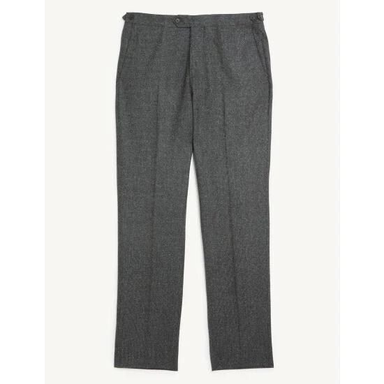 JAEGER Slim Fit Wool Flannel Puppytooth Trousers Men Charcoal Mix 1 JAEGER Slim Fit Wool Flannel Puppytooth Trousers Men Charcoal Mix