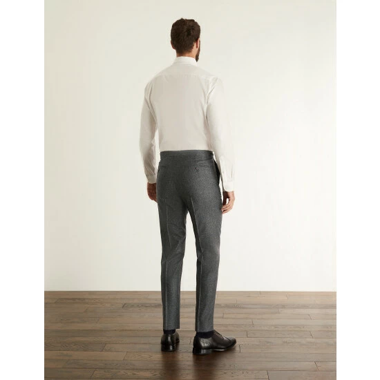 JAEGER Slim Fit Wool Flannel Puppytooth Trousers Men Charcoal Mix 4 JAEGER Slim Fit Wool Flannel Puppytooth Trousers Men Charcoal Mix - Image 4